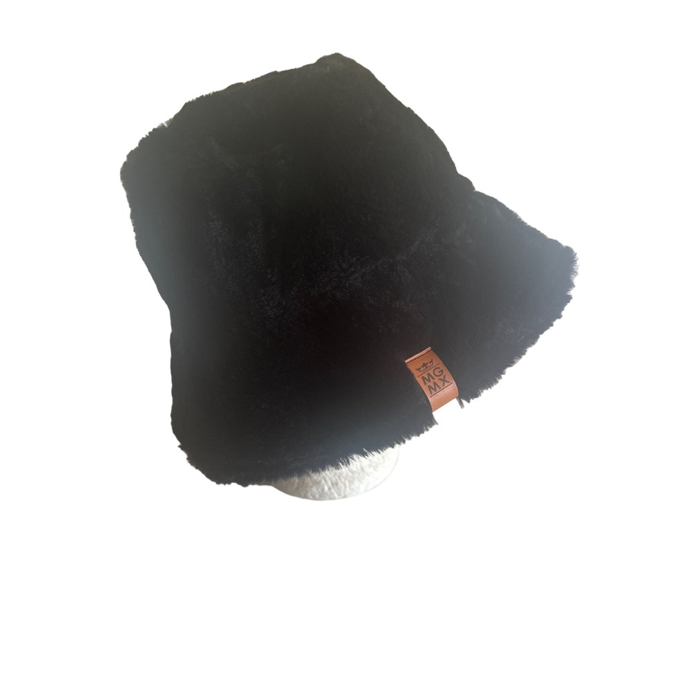 MG Mx Faux Fur Black Bucket Hat One Size